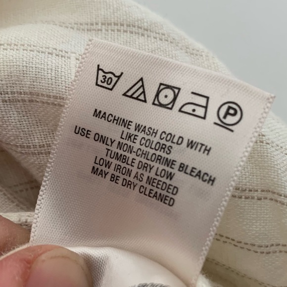 Anthropologie Palm Beach Linen Blend Wide Leg Crop Cream Pinstripe Belted Pant - Picture 14 of 16